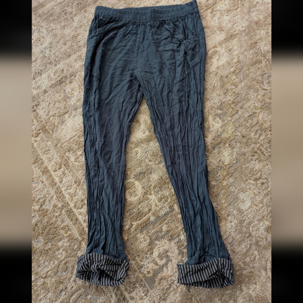 PAN Blue Soft Pants with Striped Lining
